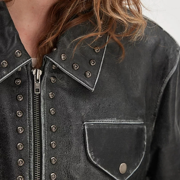 Nwt Found  Black Leather Moto Jacket BRAND NEW WITH TAGS - Picture 3 of 9